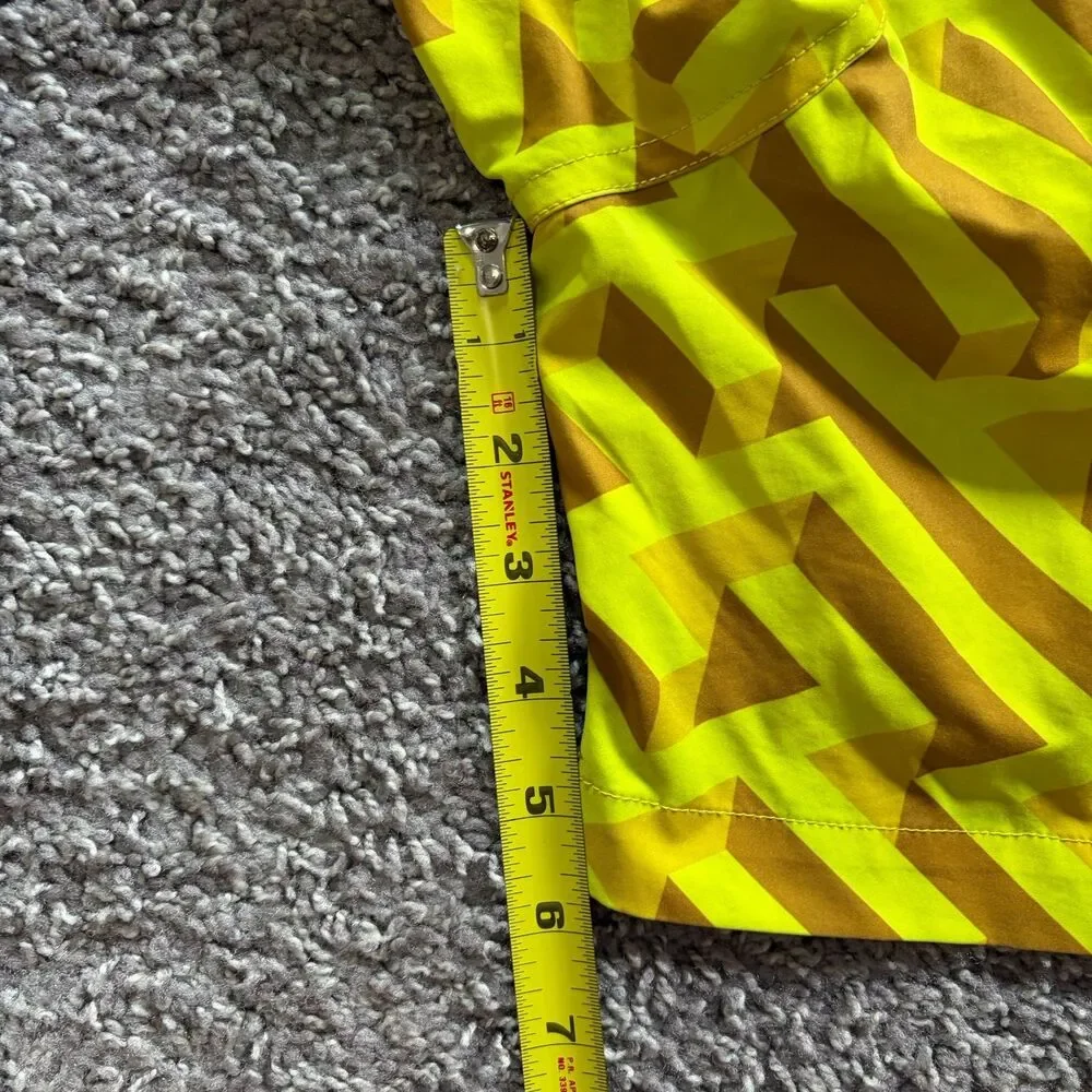 Psycho Bunny Pisani Geometric Yellow Bathing Suit Swim Trunks Lined Size Medium